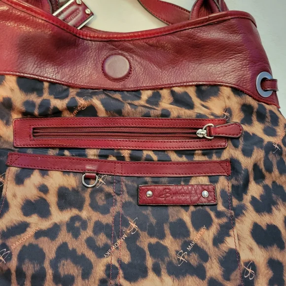 B. Makowsky Deep Red Pebbled Leather Bag EUC Silver Hardware - Picture 9 of 16